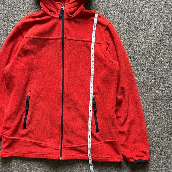 Lands End Kids Orange Hooded Zip Up Fleece Jacket Sweater Youth Size L (14-16) - Picture 8 of 11